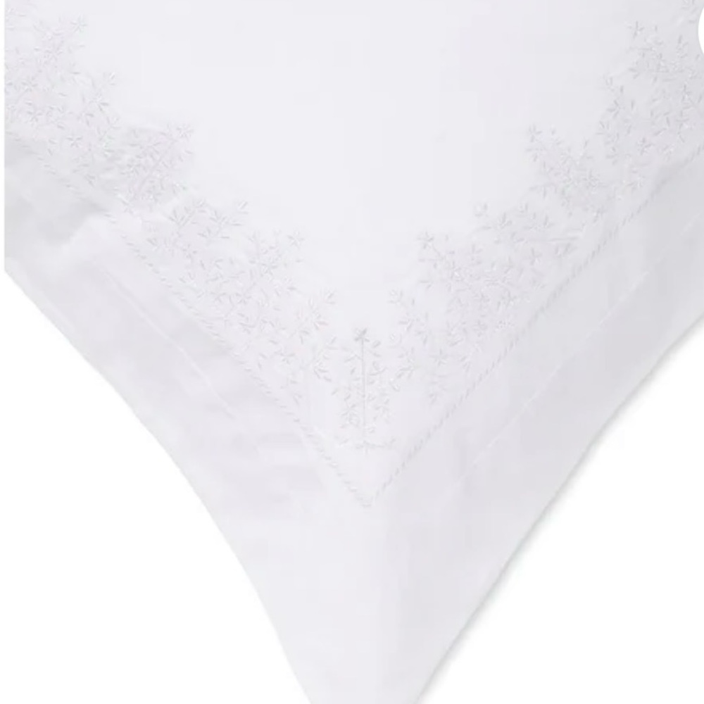 Leaf Stone Embroidery Percale Cotton Duvet Set Rose On White - King - 3 Piece - Picture 3 of 7